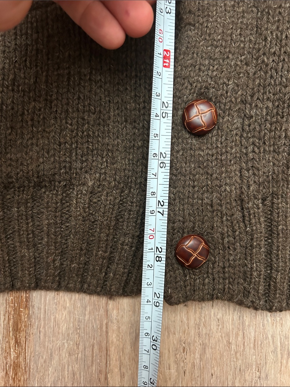 VTG Eddie Bauer Shawl Collar Button-Up Wool Cardigan Sweater Brown size M - Picture 14 of 16